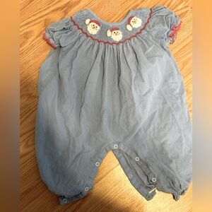 Christmas smocked bubble romper